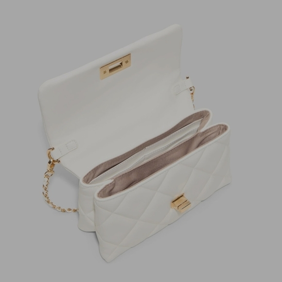 Aldo White Quilted Clutch with Gold Charms - Picture 7 of 8